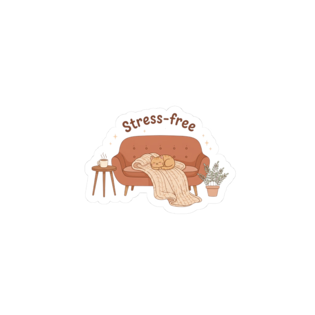 Stress-Free Couch Sticker | cozy night art, hygge vibes